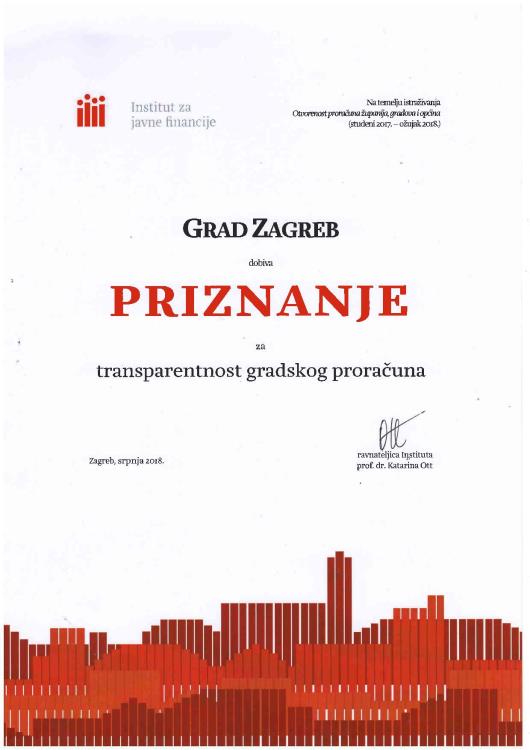 Zagreb po četvrti put na vrhu ljestvice transparentnosti proračuna lokalnih jedinica
