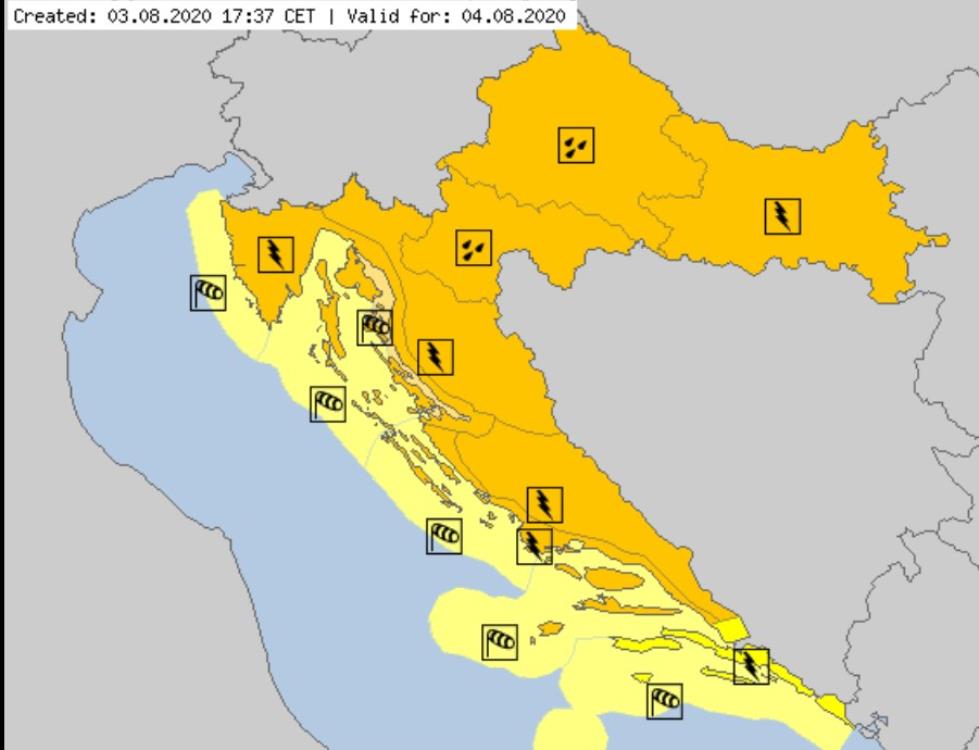 Narančasto upozorenje Meteoalarma za zagrebačku regiju