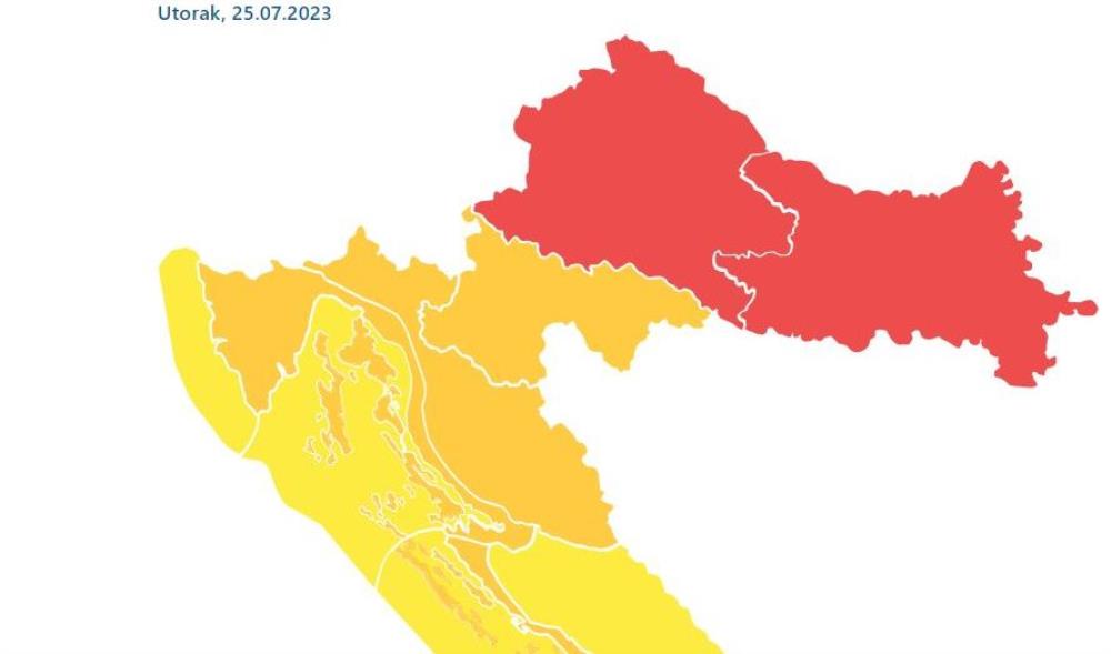Meteoalarm objavio crveno upozorenje za danas za cijelu sjevernu Hrvatsku na grmljavinsko nevrijeme