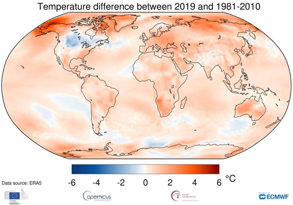 Copernicus: 2019. druga najtoplija godina u nizu od pet rekordno najtoplijih godina