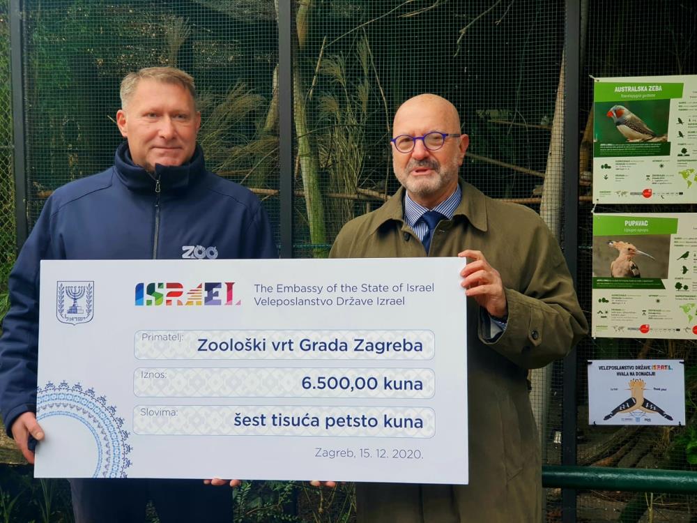 Veleposlanstvo Države Izrael doniralo novce zagrebačkom ZOO-u za njihovu nacionalnu  pticu  - pupavca 