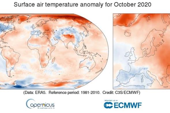Copernicus prati najtopliji listopad u Europi; Arktički morski led dosegnuo najniži prosjek listopada od 1979. 