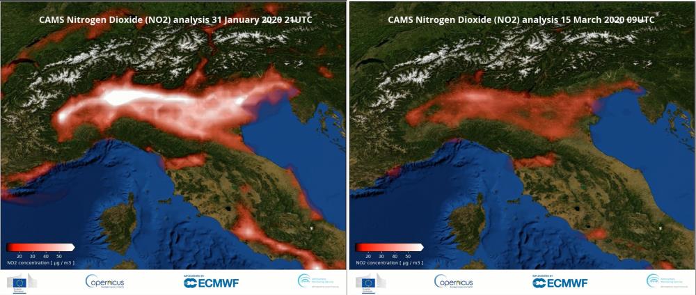 Copernicus potvrđuje smanjenje razina NO2 u Sjevernoj Italiji od početka karantene (video animacija)