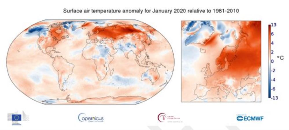 Siječanj 2020. najtopliji ikad u Europi prema Copernicusu